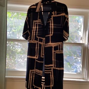 Vintage TUCKER duster/shirt dress, 100% SILK! Sz S